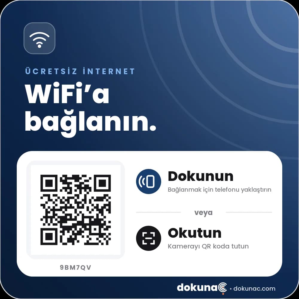 WiFi pleksi plakası: “WiFi'a bağlanın.”